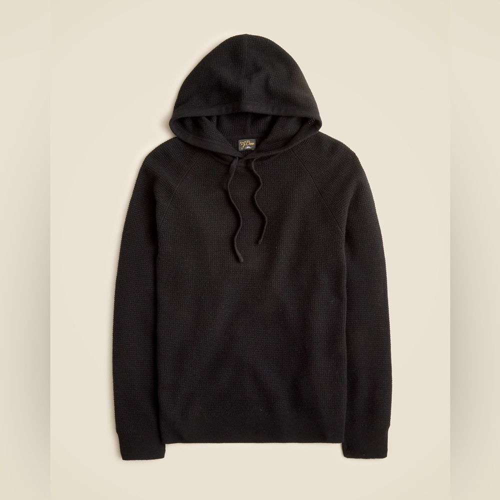 J. CREW Cashmere waffle hooded sweater in Black Size S $278 CB523